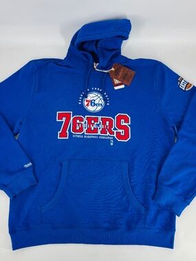 NWT Mitchell & Ness Philadelphia 76ers Mens Size: 4XL Blue Pullover Hoodie NBA